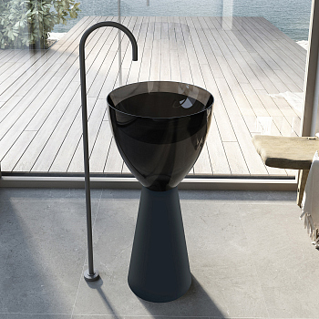 Раковина отдельностоящая прозрачная ABBER Kristall AT2703Onyx-Black черный/черный матовый