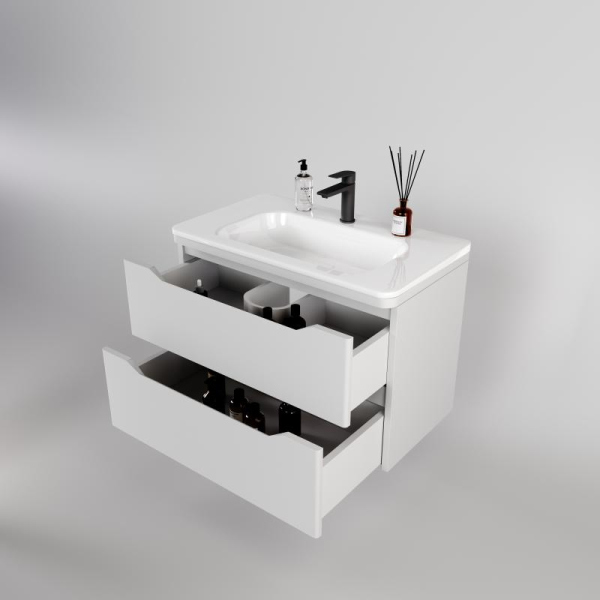 Тумба без раковины Style Line подвесная "Марелла 80" (2 ящ.) белый матовый, PLUS, СС-00002410