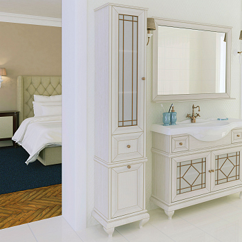 Шкаф-пенал Акватон Беатриче (1A187403BEM6L) левосторонний, слоновая кость