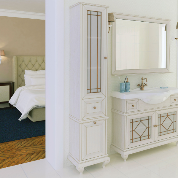 Шкаф-пенал Акватон Беатриче (1A187403BEM6L) левосторонний, слоновая кость