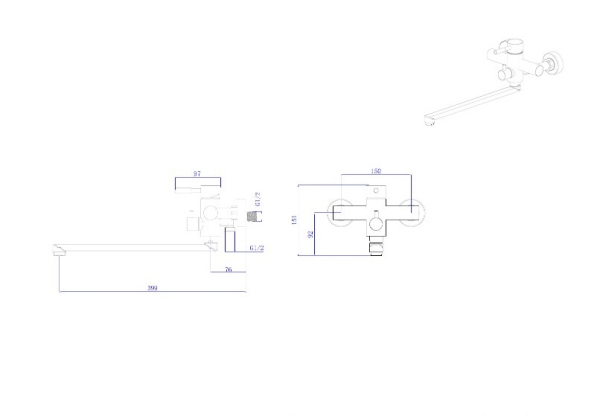 Смеситель для ванны RUSH Melos с длинным поворотным изливом (SUS1101-51)