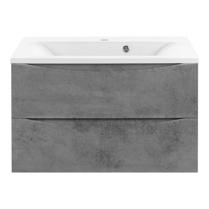 Тумба с раковиной Vincea Mia 750 подвесная, 2 выкатных ящика soft close, Beton, VMC-2MA750BT+VCB-3M750W