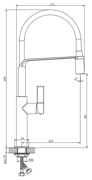 Смеситель для кухонной мойки с гибким изливом RUSH (MS9035-35Black)