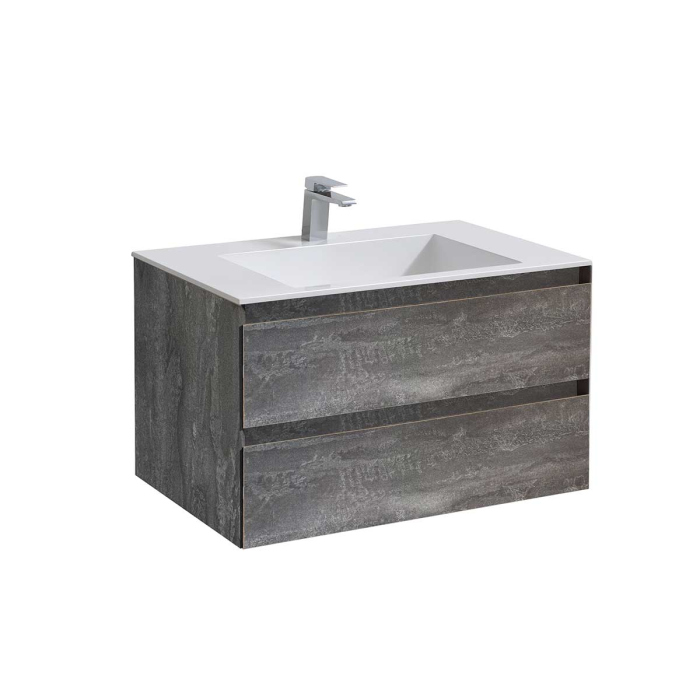 Тумба с раковиной Vincea Luka 800 подвесная, 2 выкатных ящика soft-close, G.Stone, VMC-2L800GS+VCB-13800G