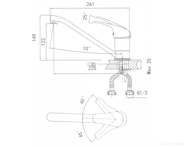 Смеситель для кухонной мойки Granula, GR-1023 песок