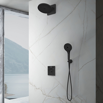 Душевой комплект Vincea Inspire VSFW-3I21MT5MB встраиваемый, термостат, двухрежимный, черный