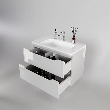 Тумба без раковины Style Line подвесная "Марелла 80" (2 ящ.) белый глянец, PLUS, СС-00002411