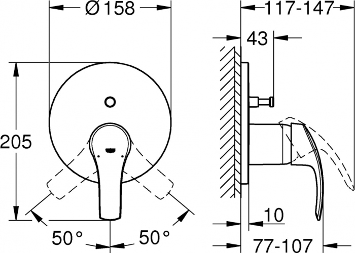 Смеситель Grohe Eurosmart 24043002 для ванны с душем