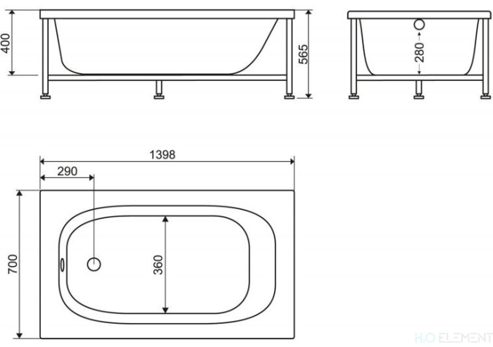 Акриловая ванна BelBagno BB101-140-70