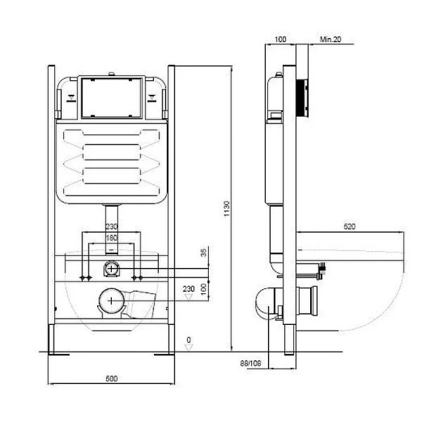 Инсталляция для подвесного унитаза Aquatek ECO Standart 50 INS-0000014