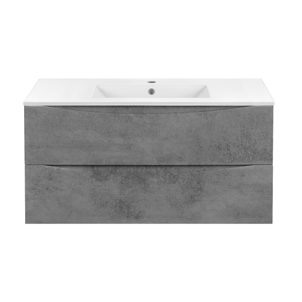 Тумба с раковиной Vincea Mia 1000 подвесная, 2 выкатных ящика soft close, Beton, VMC-2MC100BT+VBS-13100MA