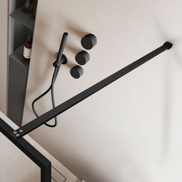 Душевая перегородка Vincea Walk-In VSW-1HP100FLB, 1000*2000, черный матовый, стекло рифленое