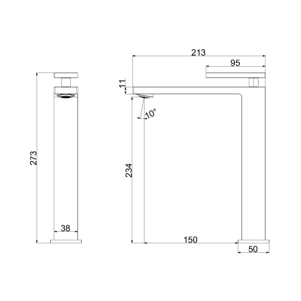 Смеситель для раковины Vincea Dice VBF-2DS2MB однорычажный, черный матовый