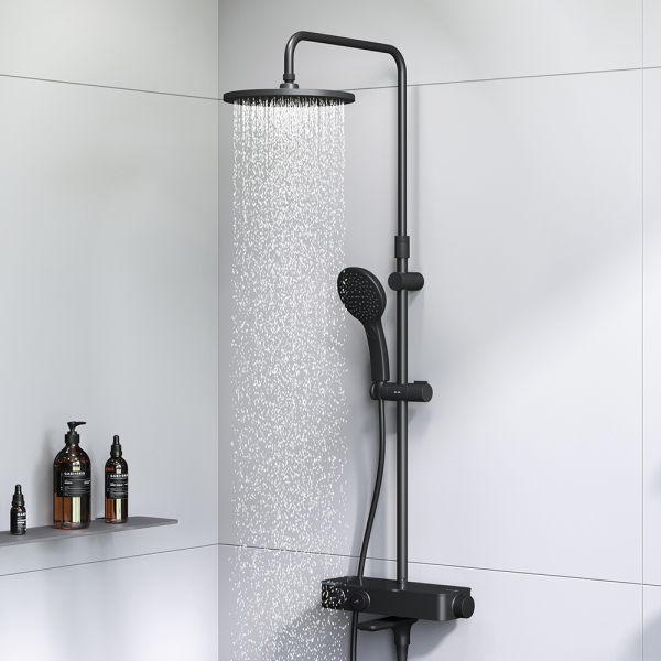 Душевая система AM.PM Inspire V2.0 F0750A522 с термостатом Черная матовая