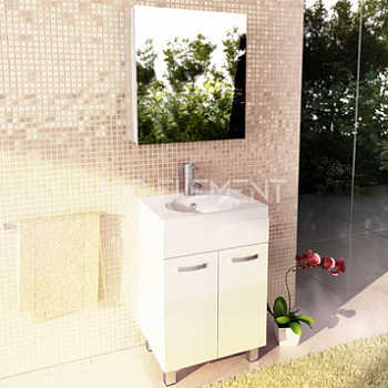 Тумба-умывальник Comforty "Чезана-60" белая с раковиной Eggo 60/Next 60