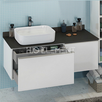 Тумба-умывальник Comforty "Милан-120" белый с серой столешницей, с раковиной Comforty T-Y9378