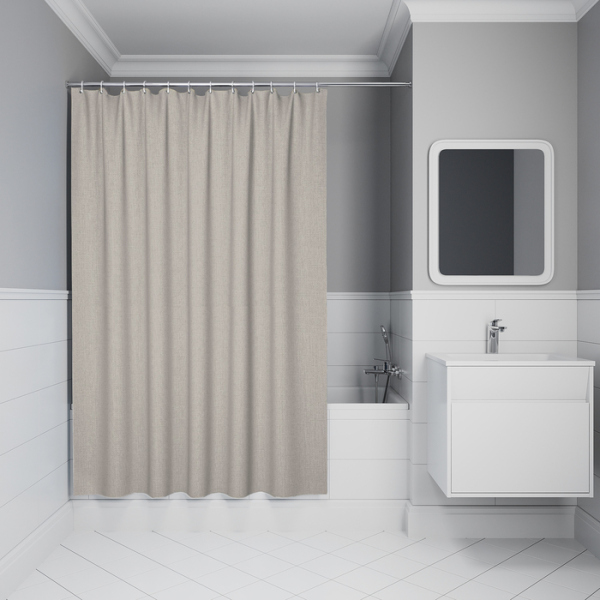 Штора для ванной, 200х180 см, Полиэстер, бежевый, IDDIS (DL02P18i11)