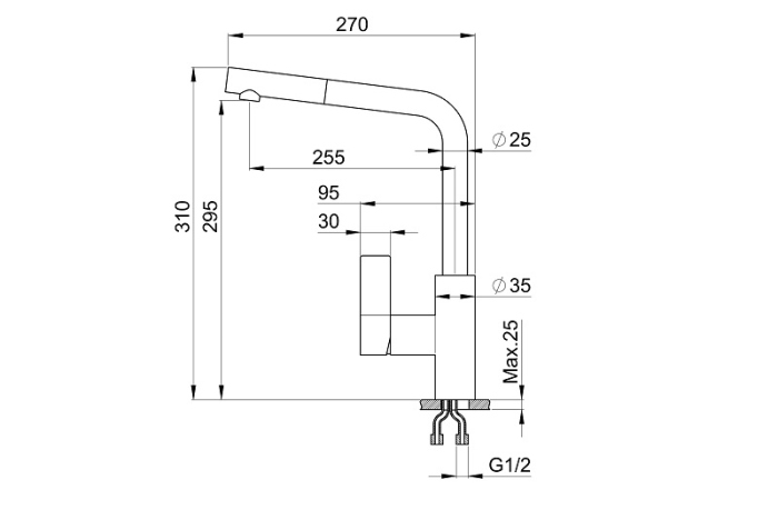 Смеситель для кухни GRANULA (2502, ТУРМАЛИН)