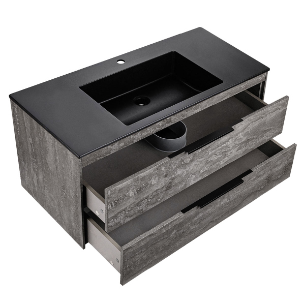 Тумба с раковиной Vincea Chiara 2D 1000 подвесная, G.Stone, VMC-2C2100GS+VCB-13100W