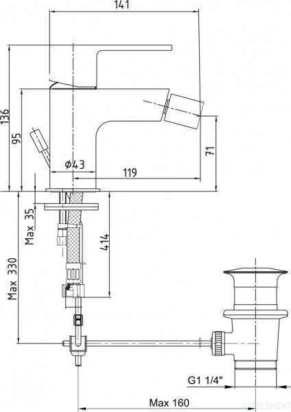 Смеситель E.C.A. Nita 102110051 для биде
