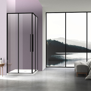 Душевой уголок Vincea Slim-N VSS-4SN9010CLB, 1000*900, черный, стекло прозрачное