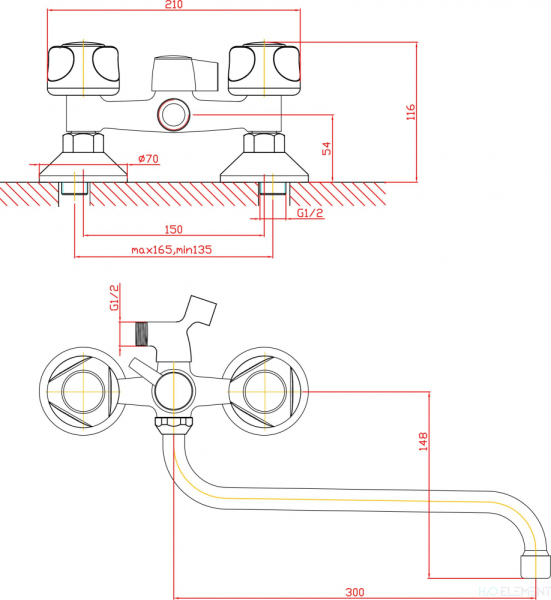 Смеситель 1 Orange Classic R M73-222cr универсальный