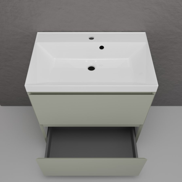 Тумба без раковины напольная "Манхэттен 60" ЭМАЛЬ 60 2 ящика PLUS олива, ЛС-00002379