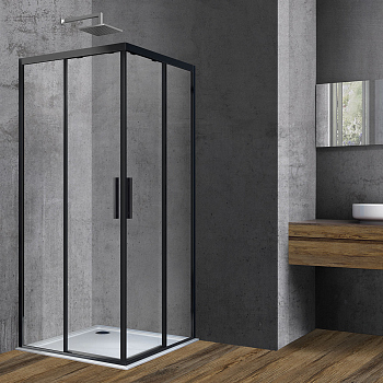 Душевой уголок Vincea Soft VSS-3SO100CLB, 1000*1000, черный, стекло прозрачное