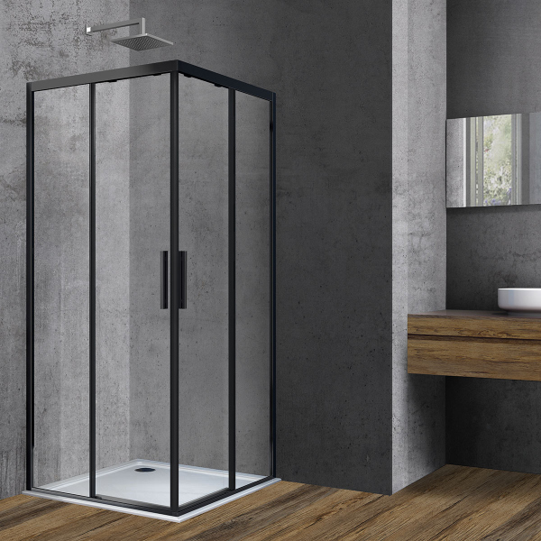 Душевой уголок Vincea Soft VSS-3SO100CLB, 1000*1000, черный, стекло прозрачное