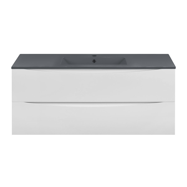 Тумба с раковиной Vincea Mia 1200 подвесная, 2 выкатных ящика soft close, G.White, VMC-2MC120GW+VBS-13120MB