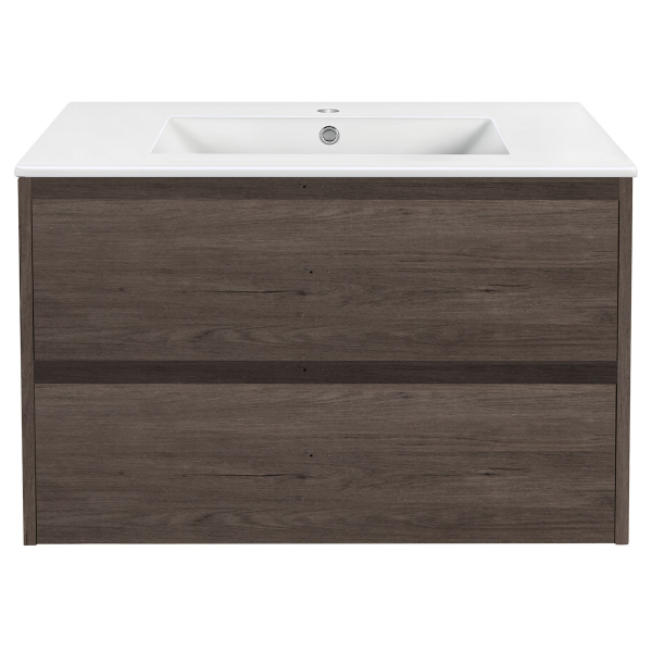 Тумба с раковиной Vincea Gio 800 подвесная, 2 выкатных ящика soft-close, R.Oak, VMC-2G800RO+VBS-13980MB