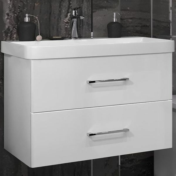 Тумба без раковины Opadiris Арабеско 80 00-00005553 подвесная Белая глянцевая