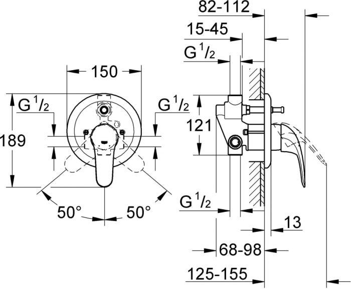 Смеситель Grohe Euroeco 19379000 для ванны с душем