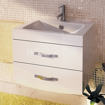 Тумба-умывальник Comforty "Лаура-75-2" подвесная белый с раковиной "Quadro 75"