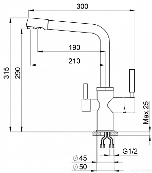 Смеситель для кухонной мойки Granula, GR-3015 брют