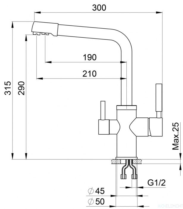 Смеситель для кухонной мойки Granula, GR-3015 брют