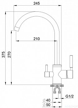 Смеситель для кухонной мойки Granula, GR-3168 брют