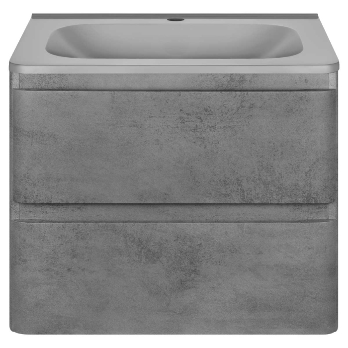 Тумба с раковиной Vincea Vico 600 подвесная, 2 выкатных ящика soft close, Beton, VMC-2V600BT+VCB-2VP600W