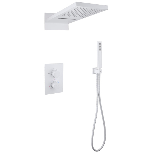 Душевая система ABBER Weiss Insel AF8052W скрытого монтажа без излива, термостат, белая