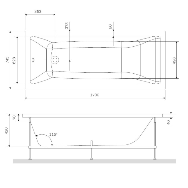Каркас для ванны 170х75 см AM.PM Gem, W93A-170-075W-R