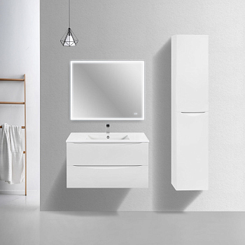 Тумба с раковиной Vincea Mia Slim 900 подвесная, G.White, VMC-2MC900S1GW+VBS-13990S1