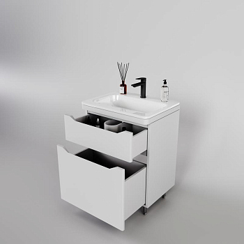 Тумба без раковины Style Line напольная "Марелла 60" (2 ящ.) белый матовый, PLUS, СС-00002395