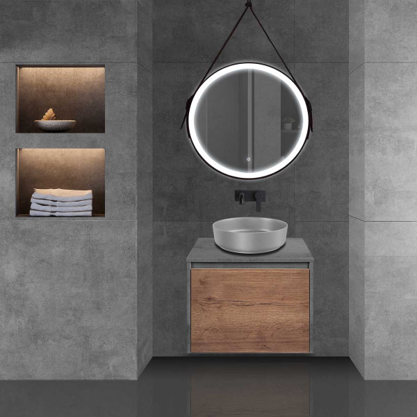 Тумба без раковины Vincea Mesa 600 подвесная, T.Oak + Beton, VMC-2MS600TB