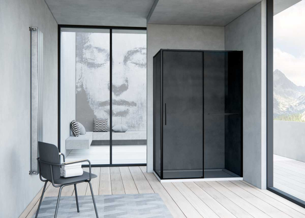 Душевой уголок Vincea Slim Soft VSR-1SS9012CGB, 1200*900, черный, стекло тонированное