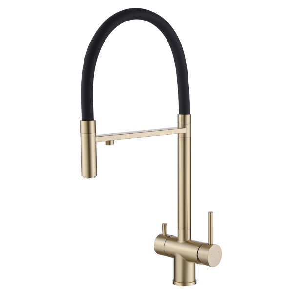 Смеситель ABBER Wasser Kreis AF81141G для кухни с подключением фильтра, золото матовое