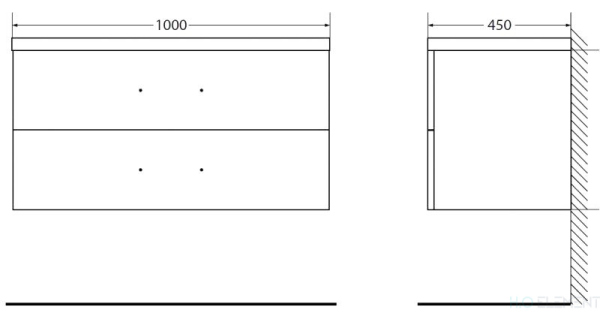 Belbagno База под раковину подвесная с двумя выкатными ящиками, AURORA-1000-2C-SO-PG