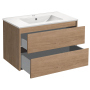 Тумба с раковиной Vincea Gio 800 подвесная, 2 выкатных ящика soft-close, N.Oak, VMC-2G800NO+VBS-13980MA