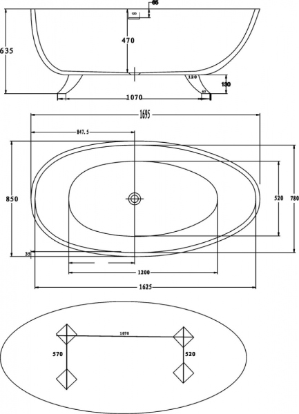 Акриловая ванна BelBagno 170x85 BB42-1700-PERL