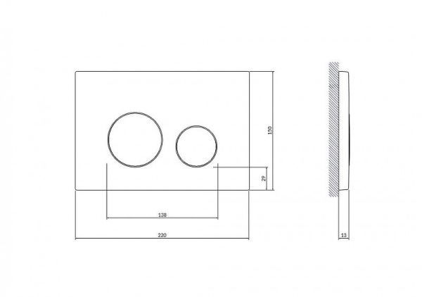 Кнопка Cersanit TWINS для LINK PRO/VECTOR/LINK/HI-TEC пластик черный матовый с рамкой