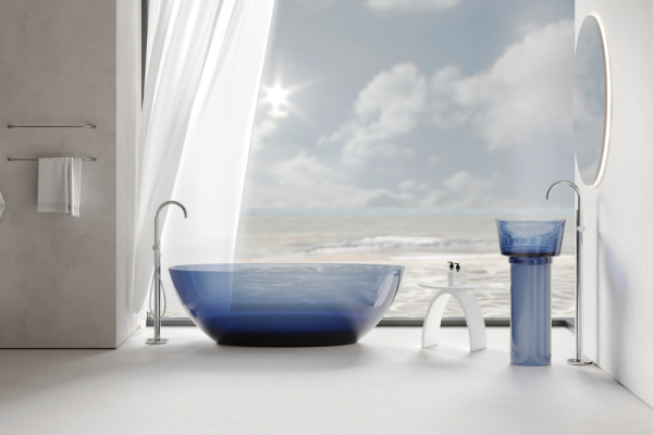 Раковина отдельностоящая прозрачная ABBER Kristall AT2702Saphir синяя